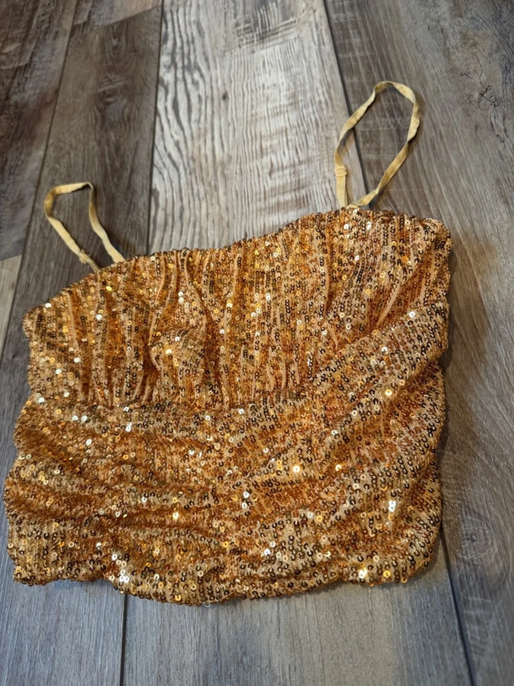 Free People Gold Smocked Cami with Yellow Straps